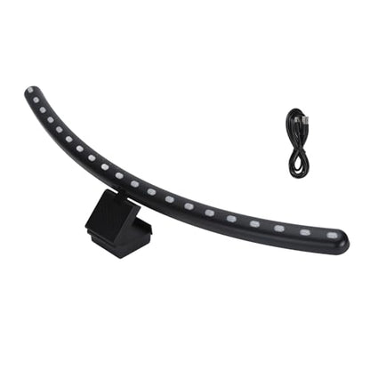 2 in 1 RGB Monitor Light Bar, Curved Computer Monitor Lamp Bar with Dual Light Source, Voice - Activated Musical Rhythm & Eye - Caring Dimmable Backlight for Office