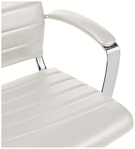 Amazon Basics High-Back Swivel Office Chair with Lumbar Support, Ergonomic Ribbed Faux Leather, Modern Style, 45.25" x 24.75" x 23.25", Stunning White - color: Stunning White