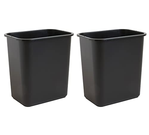 United Solutions 7 Gallon / 28 Quart Space Saving Trash Wastebasket, Fits Under Desk and Small, Narrow Spaces in Commercial, Kitchen, Home Office, and Dorm, Easy to Clean, 2 Pack, Black, (WB0338) | Slim 30.8-quart bins fit small spaces in offices, kitchen