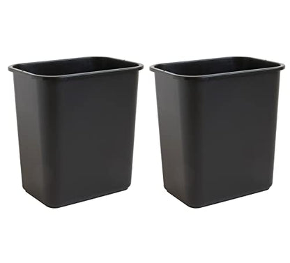 United Solutions 7 Gallon / 28 Quart Space Saving Trash Wastebasket, Fits Under Desk and Small, Narrow Spaces in Commercial, Kitchen, Home Office, and Dorm, Easy to Clean, 2 Pack, Black, (WB0338) | Slim 30.8-quart bins fit small spaces in offices, kitchen