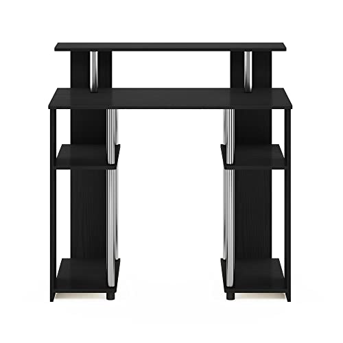 Furinno Jaya Simple Design Computer Writing Desk, Americano/Stainless Steel, 20.3 (D) x 35.6(W) x 35.7 (H) inches. - color: Americano/Stainless Steel