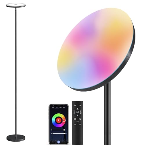 SUNMORY RGB Floor Lamps for Living Room, LED Lamp with APP Remote Control - color: Black, size: RGB
