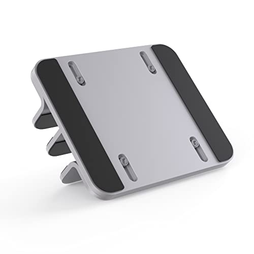 JOKItech Double Aluminum Laptop Vertical Stand Organizer, Sturdy Notebook Computer Holder Stand Compatible with New Liquid Retina XDR Apple MacBook Air/Pro/Neo, Mac mini, Apple TV & iPad Pro - Silver - color: Silver