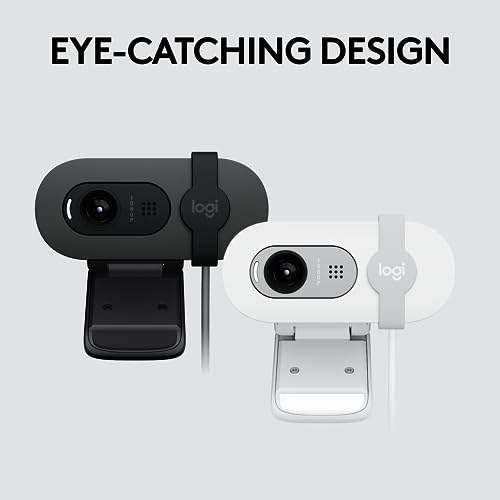Logitech Brio 100 Full HD 1080p Webcam for Meetings and Streaming, Auto-Light Balance, Built-in Mic, Privacy Shutter, USB-A, for Microsoft Teams, Google Meet, Zoom and More - Off White (Renewed)