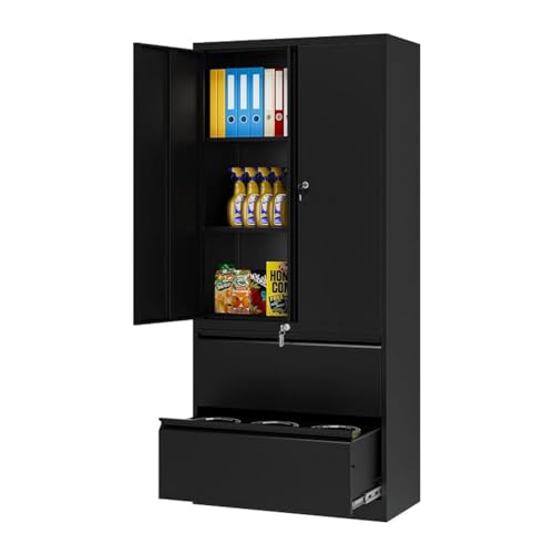 Metal File Cabinets, Lateral Filing Cabinet with 2 Drawers, 71" H File Caninet for Home Office, Office Storage Caninets with Adjustable Shelves for Letter/Legal / A4 - Assembly Required - color: Black, size: 71“H - Bottom 2 Drawer