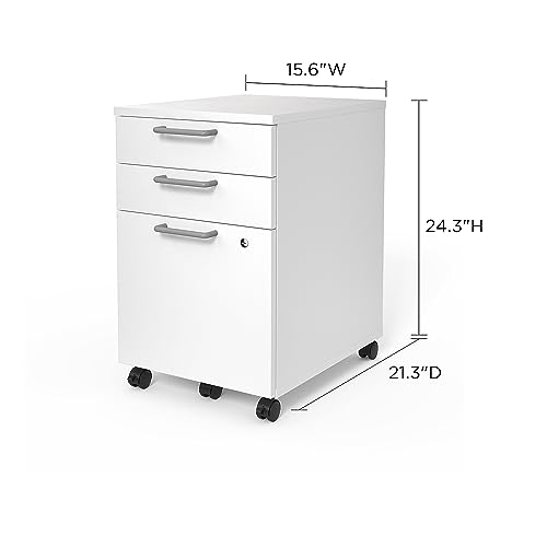 Staples Essentials 3-Drawer Vertical File Cabinet, Letter & Legal Size Documents, Lockable & Mobile, 21.3" D x 15.6" W x 24.3" H, White - size: 1 Pack, style: White