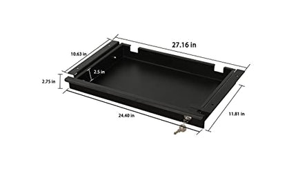 Pull-Out Desk Drawer - Office Storage Organizer Mounts Easily, Space-Saving Slide-Out drawer for Under Desk (24.4 in Internal Width)
