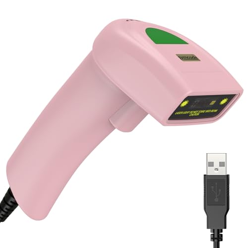 2D USB Barcode Scanner Handheld Wired Automatic QR Code Scanner Barcode PDF417 Data Matrix Bar Code Scanner with Long USB Cable for Warehouse, Library, Supermarket, POS - color: 2D QR Pink