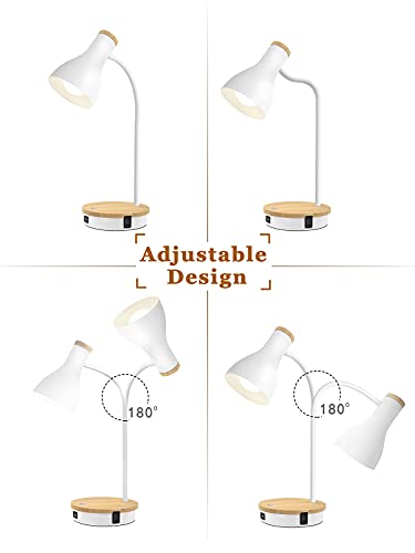 LALISU Metal Desk Lamp Wireless Charging Table Lamp Touch Reading Lights - color: White