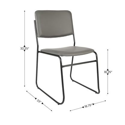 Flash Furniture Hercules Vinyl Stackable Chair with Sled Base, Gray | Vinyl Upholstery, 500 LBS. Weight Capacity - color: Gray Vinyl/Black Frame, size: Set of 1