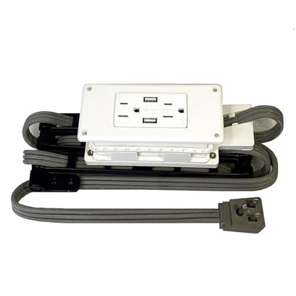 Low Profile in-Drawer Outlet (2) USB-A (2) 15 Amp Charging Station Plugs with Retractable arm - size: (2) USB-A, style: Low Profile