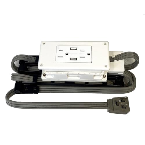 Low Profile in-Drawer Outlet (2) USB-A (2) 15 Amp Charging Station Plugs with Retractable arm - size: (2) USB-A, style: Low Profile