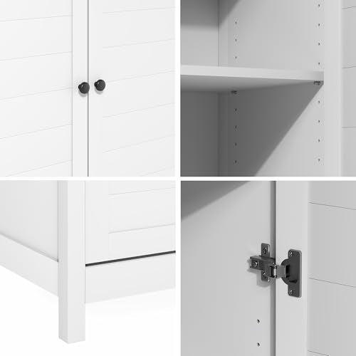 Furinno Robin Storage Cabinet, 4-Tier Pantry Cabinet with Adjustable Shelves, 35W with Louvered Doors, Kitchen Cabinet, Organization and Storage, for Pantry, Living Room, Home Office, White - size: Louvered Doors, 4-Tier