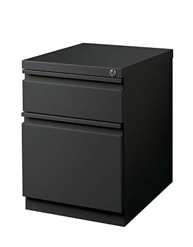 20 Inch Deep Metal Mobile Pedestal File 2 Drawer Box-File with Full Width Pull, for Home and Office, Holds Letter Width Hanging Folders, Charcoal - color: Charcoal