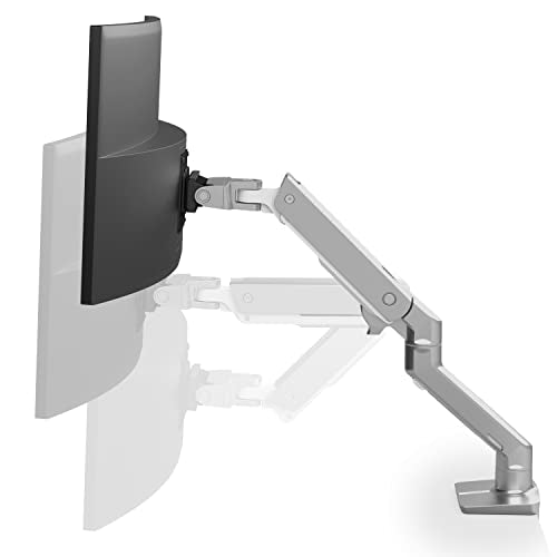 Ergotron – HX Premium Heavy Duty Monitor Arm, Single Monitor VESA Desk Mount – for Flat or Slight Curved Ultrawide Monitors Up to 49 inches, 20 to 42 lbs – Standard Pivot, Polished Aluminum - color: Polished Aluminum, size: Standard Pivot