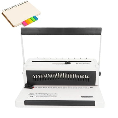 Book Punching Binding Machine, Manual Twin Loop Wire Binder, Adjustable Number of Holes, 20 Sheets Punch Capacity, 3:1 Pitch Binding, for Reports, Contracts, Booklets, and School Documents