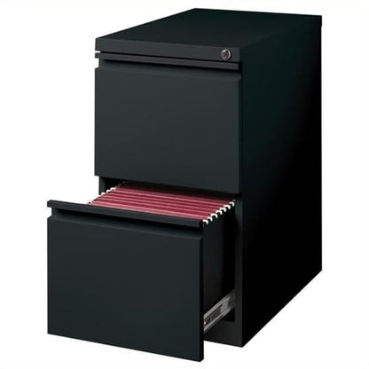 Scranton & Co Metal Mobile Pedestal Filing Cabinet, Black Finish, 2-Drawer File/File Configuration, 20 in Depth, 27.75 in Height, Hidden Casters, Full-Width Drawer Pulls, Office File Storage Solution