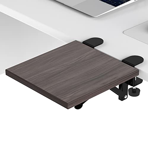 Sisyphy Ergonomics Desk Extender Tray, 9.5x9.1" Punch-Free Clamp on, Foldable Keyboard Drawer Tray, Table Mount Arm Wrist Rest Shelf, Computer Elbow Arm Support - color: Walnut, size: 9.1*9.5"(23cm*24m)