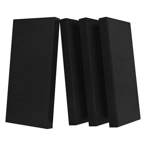 4 Pack Acoustic Panels 23.6"x11.8" Soundproof Fiberglass Panel, Black - color: Black, size: 23.6" x 11.8"-4pcs