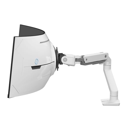 Ergotron - HX VHD Premium Heavy Duty Gaming Monitor Arm, Single Monitor Desk Mount – for 1000R Curved Ultrawide Monitors Up to 57 Inches, 9-14 Inches Depth, VESA 75x75mm or 100x100mm – White - color: White, size: VHD Pivot