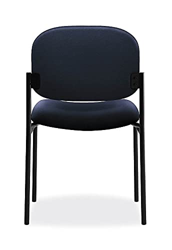 HON Scatter Guest Chair, Armless Office Chairs, Fabric, Navy | Stackable desk chair no wheels for waiting rooms chairs, conference room chair, banquette seating, and office furniture - color: Navy - Fabric Back - Armless