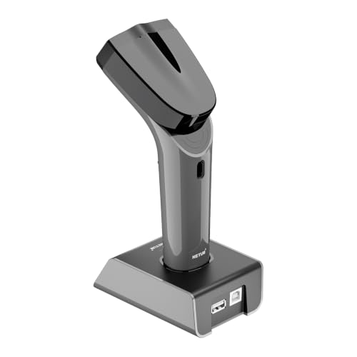 NETUM 1D Barcode Scanner, Wireless Bluetooth with Cradle, DS5000-Gray - color: Gray