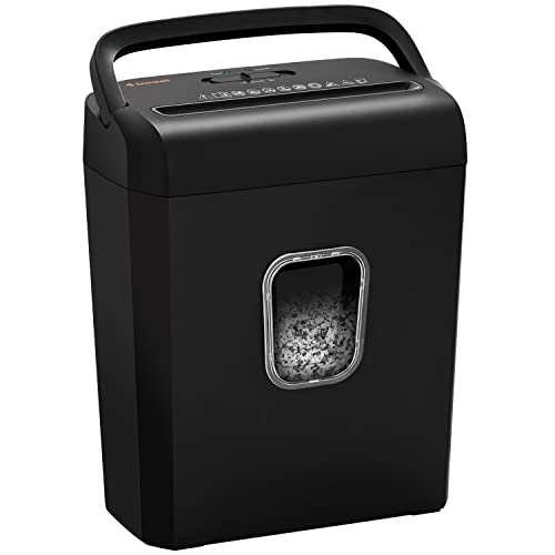 Bonsaii 6-Sheet Micro Cut Paper Shredder for Home, High Security Level P-4 | Small Office Use, Shreds Credit Cards, Staples & Paper Clips, 3.4 Gal Transparent Window Wastebasket, Black, C234-A - color: All Black, size: Microcut