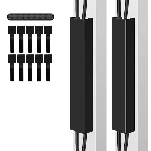 2 Pack Steel Magnetic 14-Inch Cable Management Channels for Under Desk Leg, No Drill Cord Organizer Cover & Wire Hider Cover with Adhesive Cable Tie, Cable Organizer Kit for Home Office & Gaming Desk
