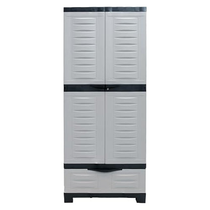 Sunnydaze 57" Garage Storage Cabinet with Locking Doors & Shelves, Gray - color: Grey, style: With Drawer - 57.5" H