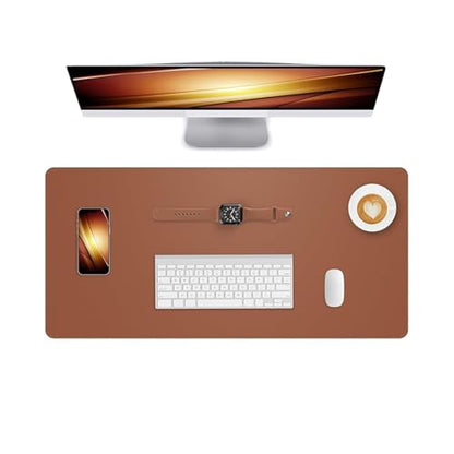 Desk Pad, Leather Non-Slip Laptop Computer Desk Keyboard Mat, Table Protector Blotter Mat, Large Mouse Pad (23.6" x 11.8")-Borwn - color: Borwn