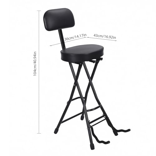 Guitar Seat with Stand, Guitar Stool with Padded Cushion, Collapsible Design, Heavy-Duty Ergonomic Backrest, Guitars Stool (Black) - color: Black-d