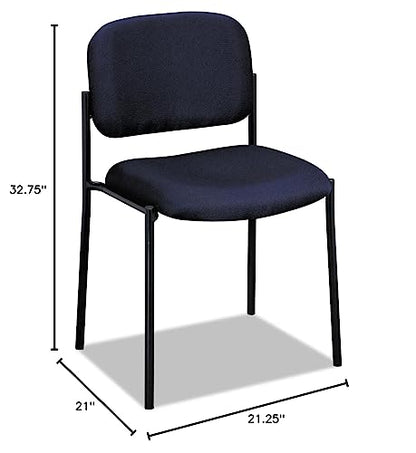 HON Scatter Guest Chair, Armless Office Chairs, Fabric, Navy | Stackable desk chair no wheels for waiting rooms chairs, conference room chair, banquette seating, and office furniture - color: Navy - Fabric Back - Armless