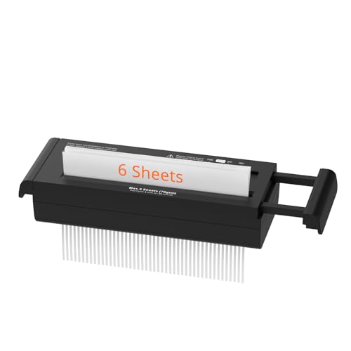 Compact Strip-Cut Paper Shredder, 6-Sheet Capacity, P-1 Security Level, 3-Minute Continuous Run, 4 Control Modes, Fits Most Trash Cans, Black