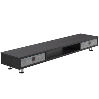 Fenge Dual Monitor Stand, 2-Tier Desk Organizer with Drawers, 42.5in, Black - color: Black