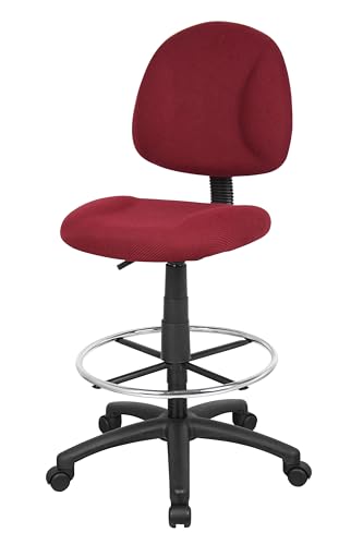 Boss Office Products B1615-BY Ergonomic Works Drafting Chair Without Arms, Burgundy, Mid-Back - color: Burgundy, style: No Arms