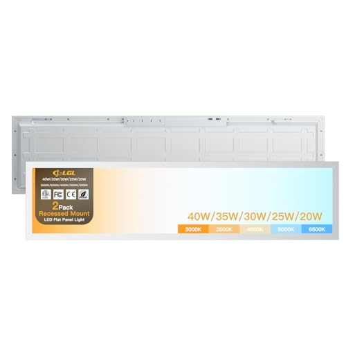 1x4 LED Flat Panel Light,Selectable 5CCT,0-10V Dimmable,5200LM,2Pack - size: 1x4FT-2pack