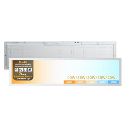 1x4 LED Flat Panel Light,Selectable 5CCT,0-10V Dimmable,5200LM,2Pack - size: 1x4FT-2pack