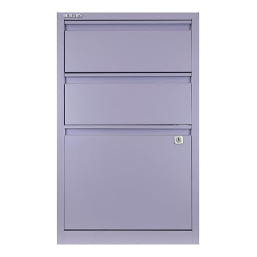 Bisley 3-Drawer Flush Front Vertical File Cabinet - Lilac - color: Lilac, size: 3 Drawer