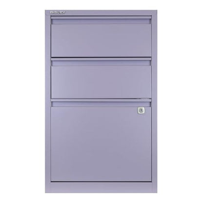 Bisley 3-Drawer Flush Front Vertical File Cabinet - Lilac - color: Lilac, size: 3 Drawer