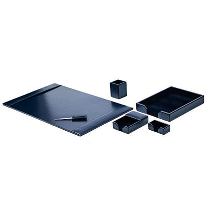 DACASSO Bonded Leather Desk Set - Luxury Leather Desk Pad & Desk Organization Essentials (Navy Blue, 6 Piece) - color: Navy Blue, style: 6 Piece