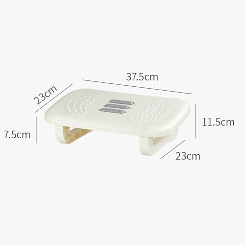 Office Desk Footrest Rocking Foot Stool Ergonomic Support Massage Rollers Solid PP Material Suitable for Working Adults Kids Home, White - color: White