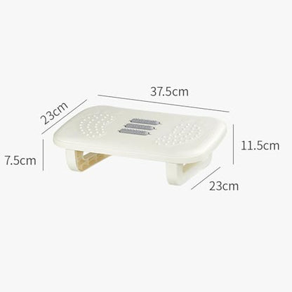 Office Desk Footrest Rocking Foot Stool Ergonomic Support Massage Rollers Solid PP Material Suitable for Working Adults Kids Home, White - color: White
