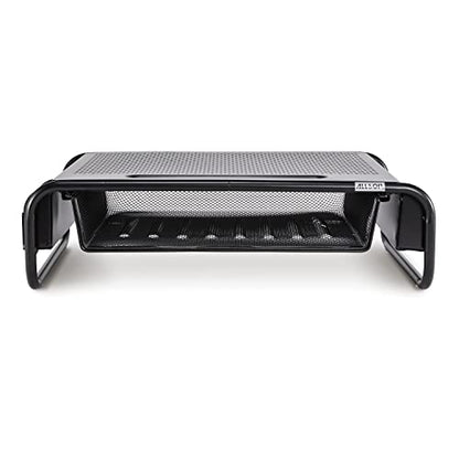 Allsop 32166 Metal Art Organizer 5 Riser Monitor Stand with Drawer and Side Caddies, Black