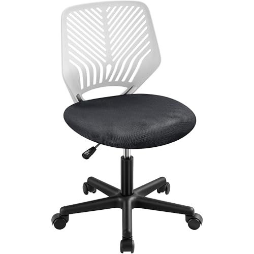 Topeakmart Armless Small Office Desk Chair, Adjustable Height Swivel, Dark Gray - color: Dark Grey