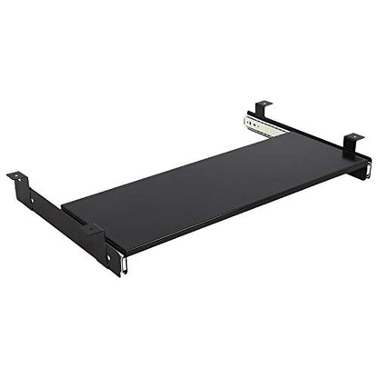BenchPro Heavy 16-Gauge Powder Painted Steel Keyboard Tray - Under-Mount, Steel Construction, Slide Out Keyboard Mouse Holder - Powder Coated 9" D x 24" W - Black - style: Metal Black 24"