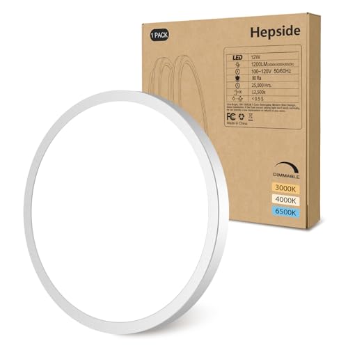hepside 1PACK Flush Mount LED Ceiling Light Fixture White, 6.5Inch 12Watt, Dimmable & 3000K-4000K-6500K Ceiling Lamp 1200LM Low Profile Ceiling Light for Kitchen Bedroom Hallway Porch - color: White, size: 6.5Inch-1pack