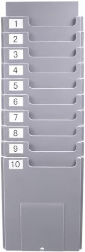 10-Slot Time Card Holder, Wall-Mounted, Retractable and Expandable Plastic Punch Card Rack, Compatible with Time Clock and Attendance Machine for Office