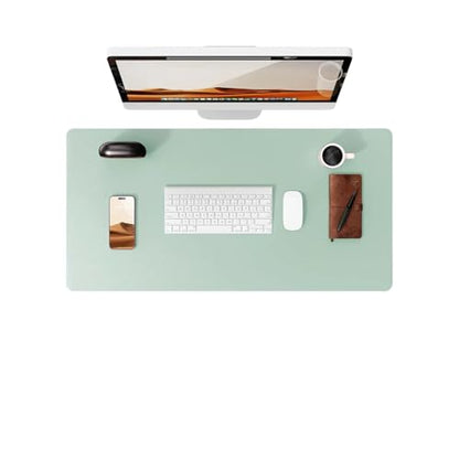 Desk Pad, Leather Non-Slip Laptop Computer Desk Keyboard Mat, Table Protector Blotter Mat, Large Mouse Pad (24" x 12")-Light Green - color: Light Green