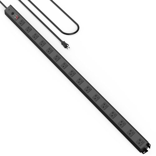 HHSOET 16 Outlet Long Power Strip, 12 Gauge Extension Cord. Black, 4FT. - color: Black, size: 4ft