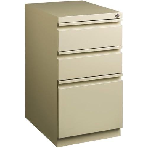 Pemberly Row 27.75" H X 15.00" W Modern 3 Drawer Metal Mobile Filing Cabinet in Putty with Lock Included - color: Beige